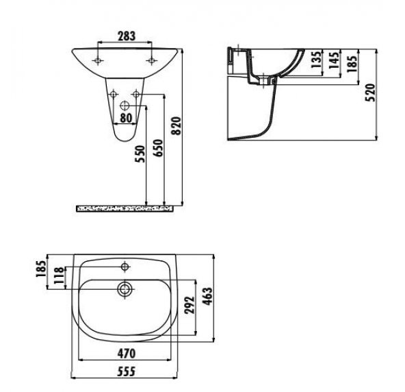 Creavit Pitta 45x55 cm Duvara Monte Lavabo PA055.00 - Resim 3