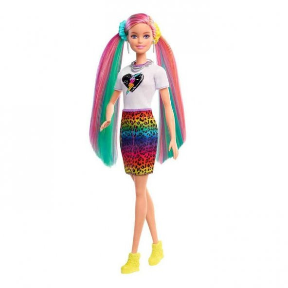 Barbie Leopar Desenli Saçlar Bebeği GRN81 - 3