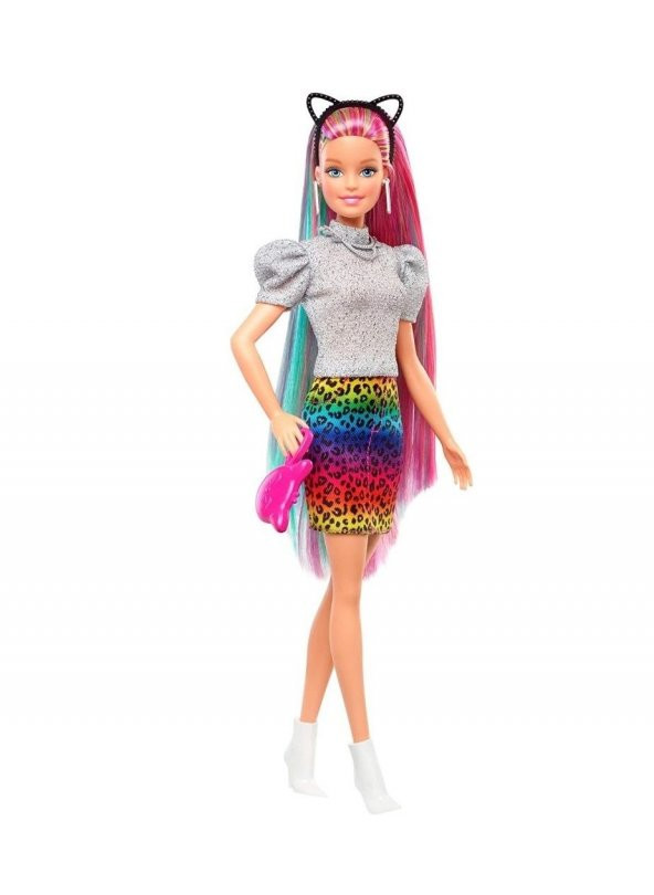 Barbie Leopar Desenli Saçlar Bebeği GRN81 - 4