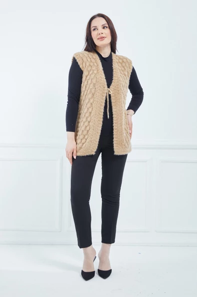 Kadın Somon Standart Yumoş Gelin Yelek - 5