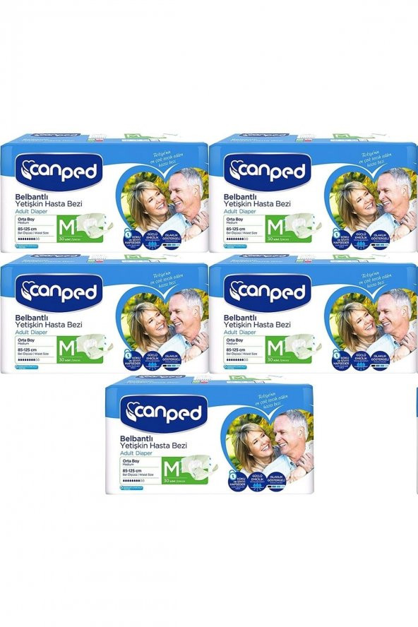 Canped Hasta Bezi Yetişkin Bel Bantlı Polietilenli M-Orta Boy 150 Adet ürün görseli 1