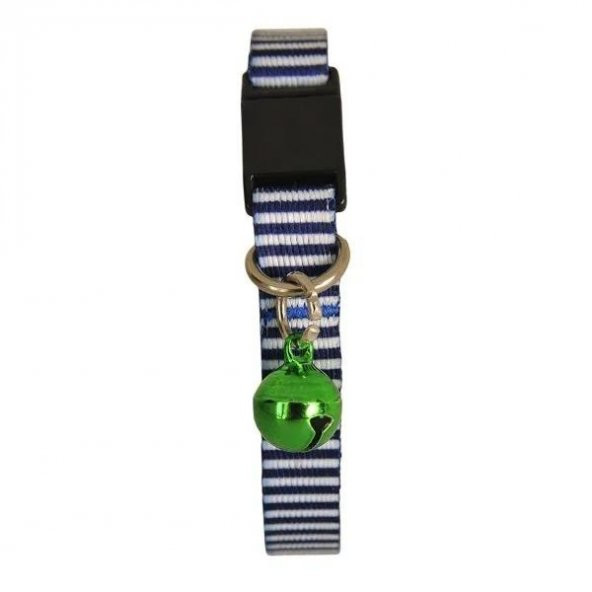 PetTagArt Güvenlik Kilitli Ayarlanabilir Lacivert Beyaz Desenli  Yumuşak Doku Kedi Boyun Tasması 22-30 cm - 3