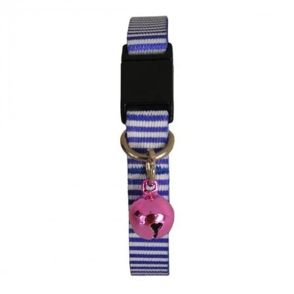 PetTagArt Güvenlik Kilitli Ayarlanabilir Mavi Beyaz Desenli  Yumuşak Doku Kedi Boyun Tasması 22-30 cm - 3