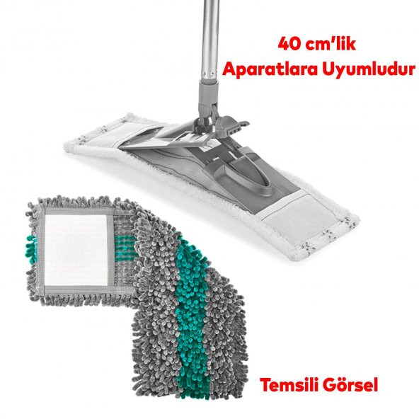 Ev Ofis İş yeri  Zemin Parke Mikrofiber Makarna Temizlik Kurulama Mop Vileda Yedeği 40 Cm EH320 - 3