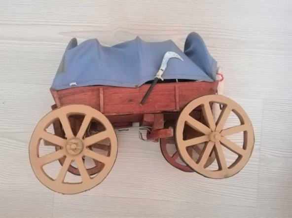 ANTİKA AHŞAP AT ARABASI EL YAPIMI OYUNCAK ARABA - 2