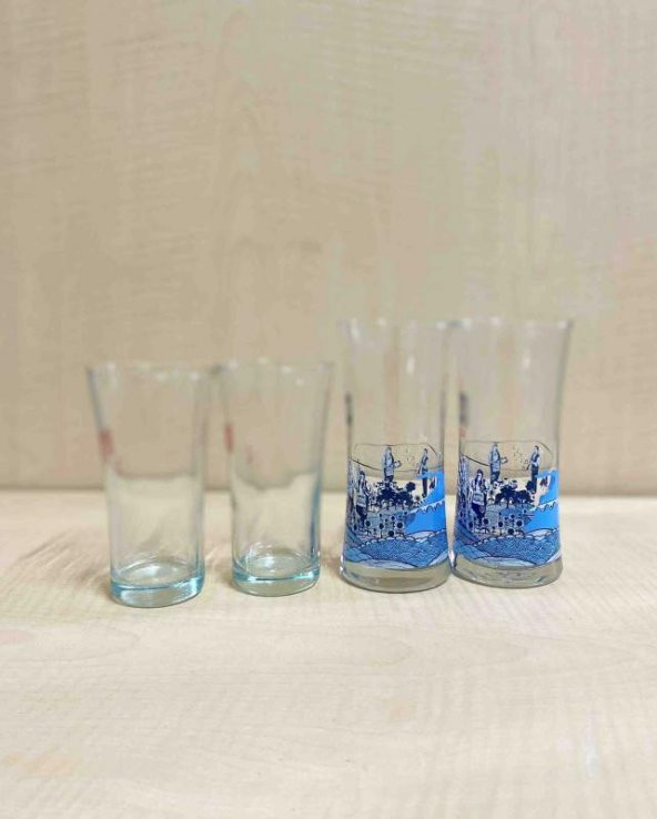 2 ADET KÜÇÜK BOY BURGAZ RAKI + 2 ADET TRAKYA SERİSİ YENİ RAKI BARDAĞI - 2