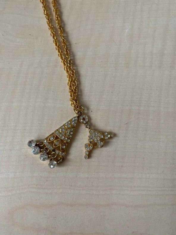 VİNTAGE METAL TAŞLI KOLYE KONDÜSYONU İYİDİR NO