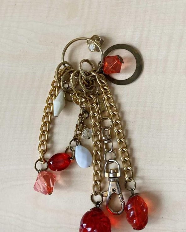 BONCUKLU ANAKTARLIK KOLYE ÇANTA SÜSÜ - 3