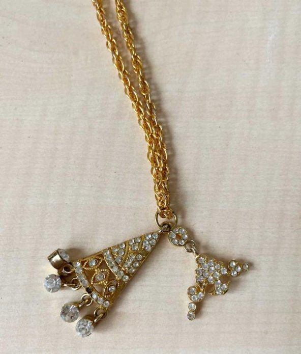 VİNTAGE METAL TAŞLI KOLYE KONDÜSYONU İYİDİR NO - 3