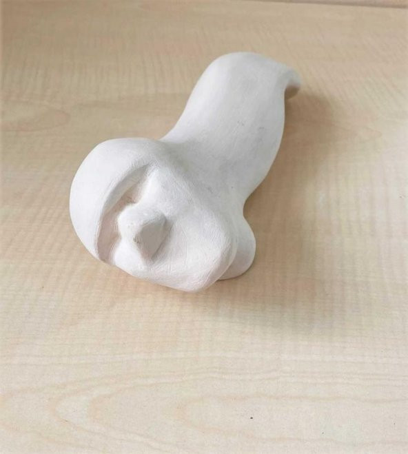 El Yapımı Seramik Biblo İnsan Yüzlü Figür Boyasız ürün görseli