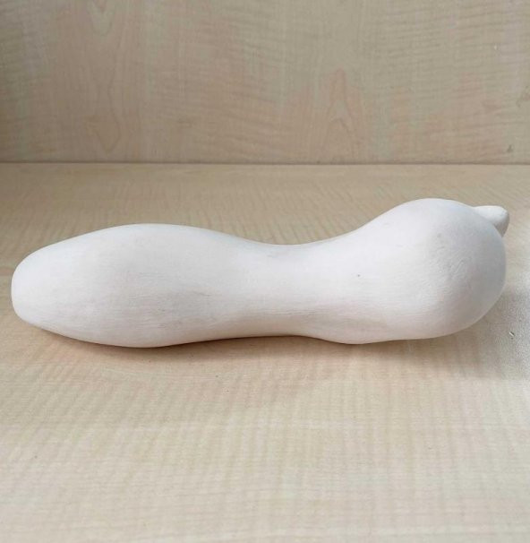 El Yapımı Seramik Biblo İnsan Yüzlü Figür Boyasız - Resim 3