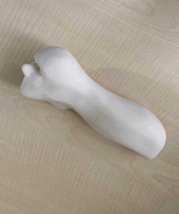 El Yapımı Seramik Biblo İnsan Yüzlü Figür Boyasız - Resim 4