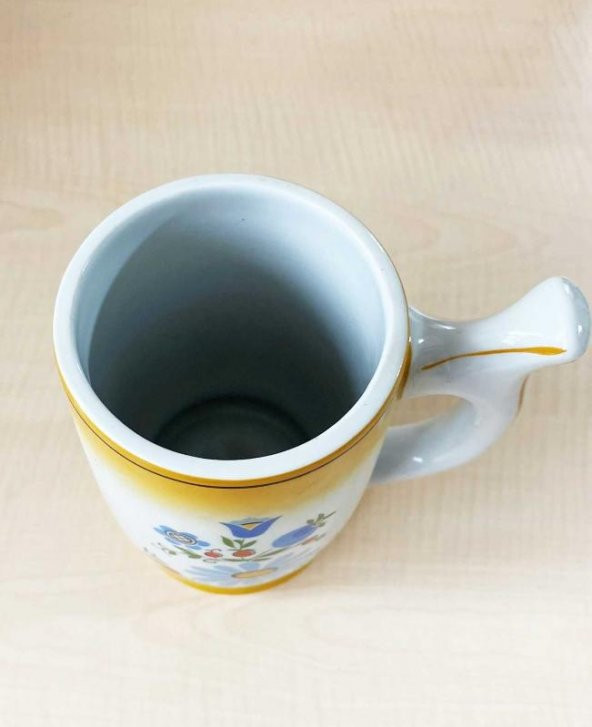 0.5LT AVRUBA EL BOYAMA POLONYA DAMGALI BİRA BARDAĞI KULPLU BARDAK TANKART - 3