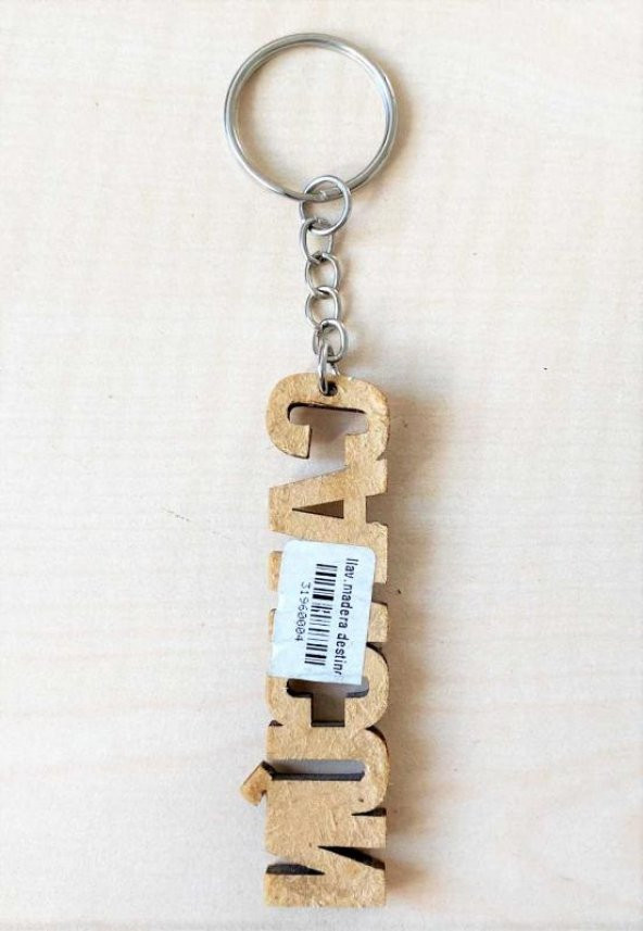 YURTDIŞI AHŞAP CANCÜN YAZILI ANAHTARLIK ürün görseli 1