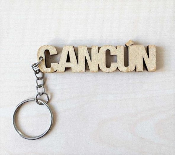 YURTDIŞI AHŞAP CANCÜN YAZILI ANAHTARLIK - Resim 2