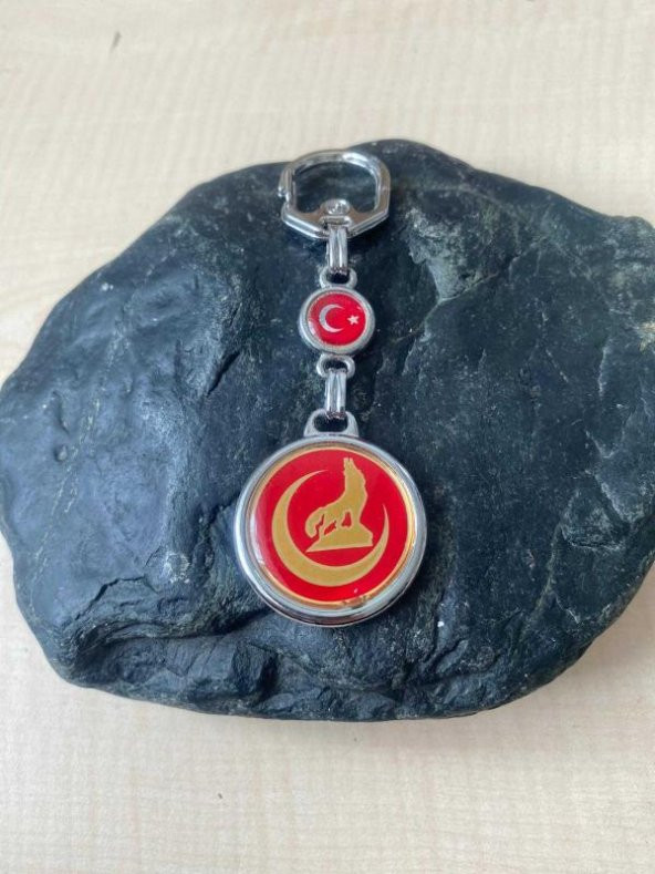 KOLEKSİYONLUK ÇİFT TARAFLI ALPARSLAN TÜRKEŞ MHP ANAHTARLIK BOZKURT NO 52 - Resim 2