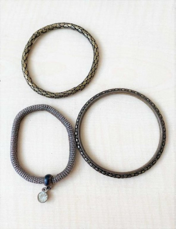 VİNTAGE 3 ADET METAL BİLEKLİK TAKI