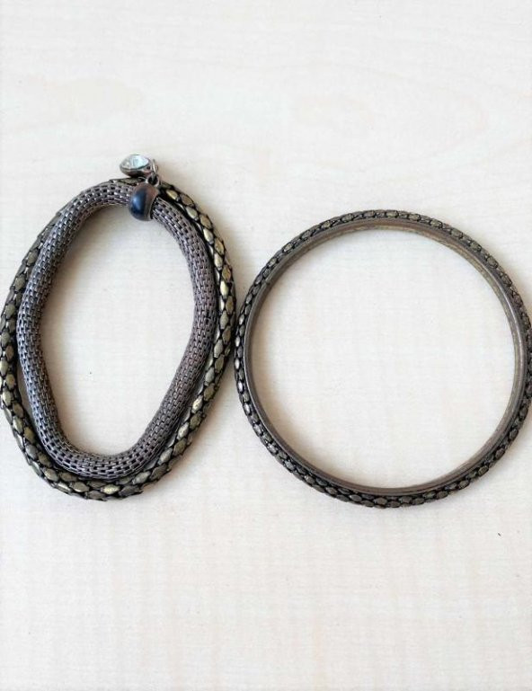 VİNTAGE 3 ADET METAL BİLEKLİK TAKI - 3