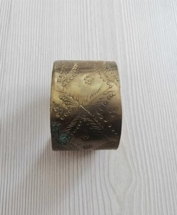 El İşi Otantik Bilezik Gerçek Vintage Pirinç Osmalı Takı NO 92