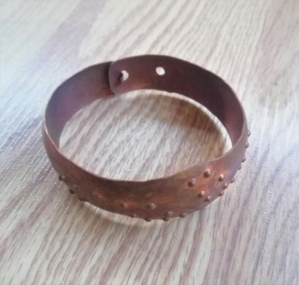 El İşi Otantik Bilezik Gerçek Vintage Pirinç Osmalı Takı NO 93