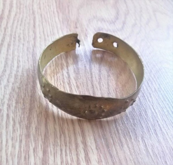 El İşi Otantik Bilezik Gerçek Vintage Pirinç Osmalı Takı NO 95