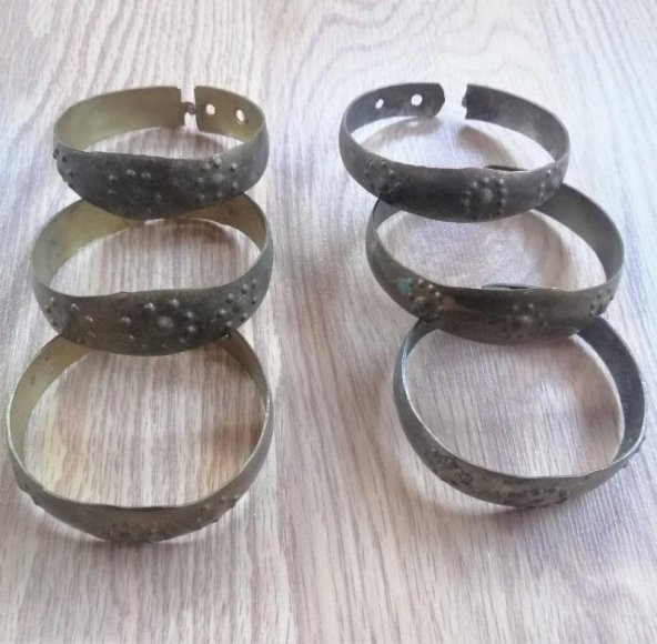 El İşi Otantik Bilezik Gerçek Vintage Pirinç Osmalı Takı NO 95 - 3