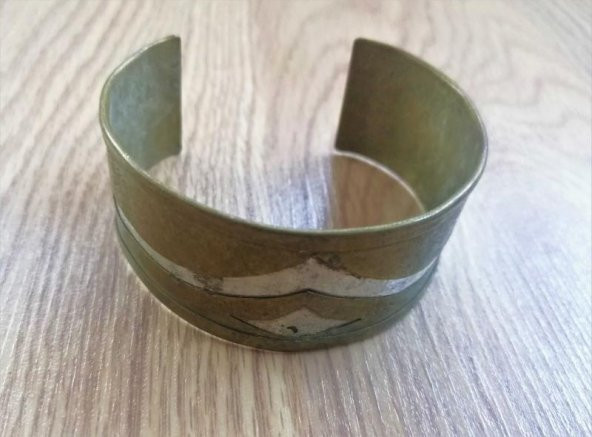 El İşi Otantik Bilezik Gerçek Vintage Bakır Pirinç Yel Bileziği NO 98
