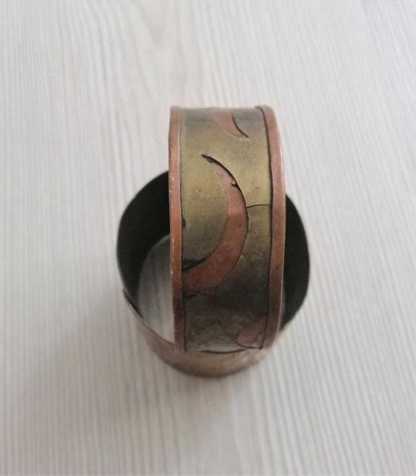 El İşi Otantik Bilezik Gerçek Vintage Bakır Pirinç Karışımı Osmalı Takı NO 87 - 2