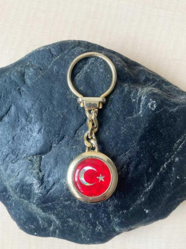 VİNTAGE ÇİFT TARAFLI TÜRK BAYRAĞI TEMALI BOZKURT ANAHTARLIK MHP NO 7 - 2