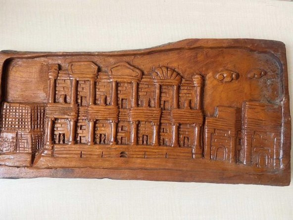 VİNTAGE EL OYMASI AHŞAP TABLO EL YAPIMI DUVAR SÜSÜ NO 77 - 2