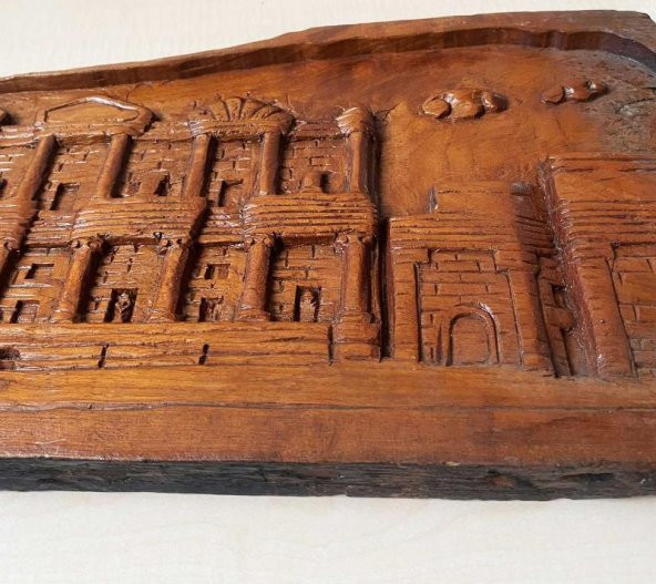 VİNTAGE EL OYMASI AHŞAP TABLO EL YAPIMI DUVAR SÜSÜ NO 77 - 3