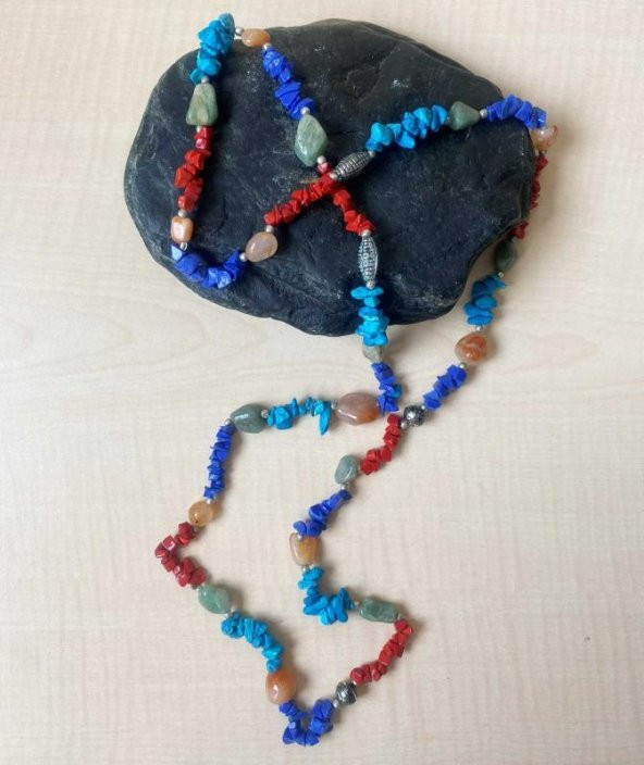 VİNTAGE AVRUPA EL YAPIMI DOĞAL TAŞ KOLYE KONDÜSYONU İYİDİR