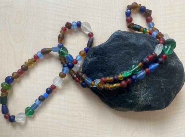 VİNTAGE AVRUPA EL YAPIMI DOĞAL CAM VE BONCUK KOLYE KONDÜSYONU İYİDİR NO 64 - 2