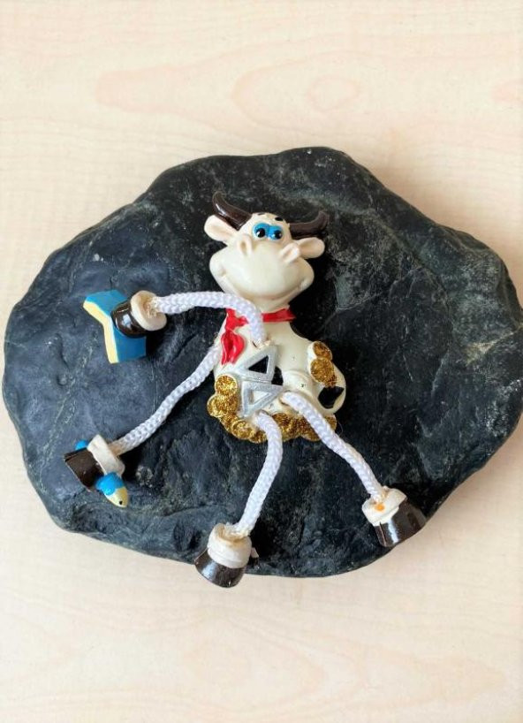 Sanat Taciri - Seramik Kırmızı Kurdaleli İnek Magnet Koleksiyonluk - 3