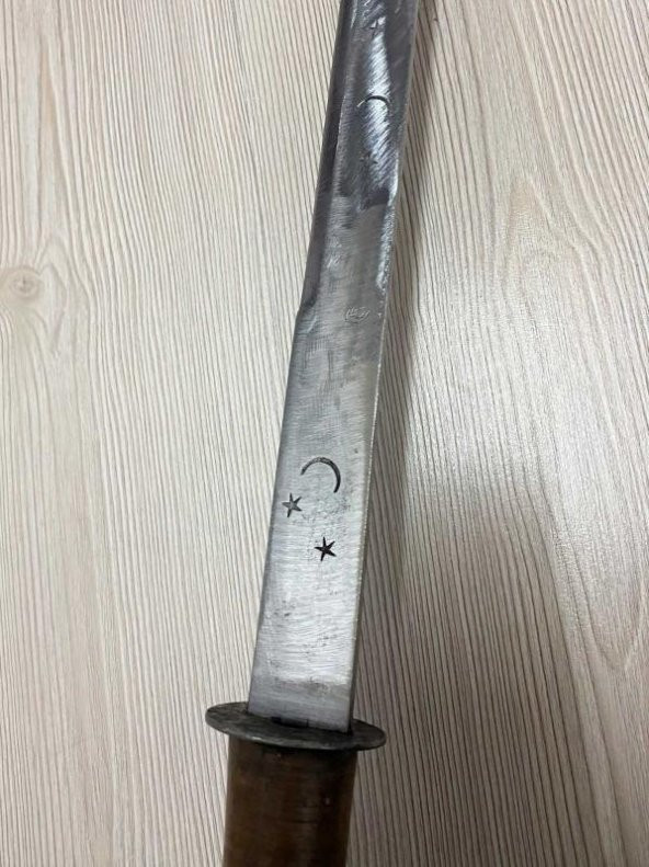 87 CM EL YAPIMI İŞLMELİ KILIÇ AHŞAP SAPLI VE AHŞAP KILIFLI KILIÇ - 3