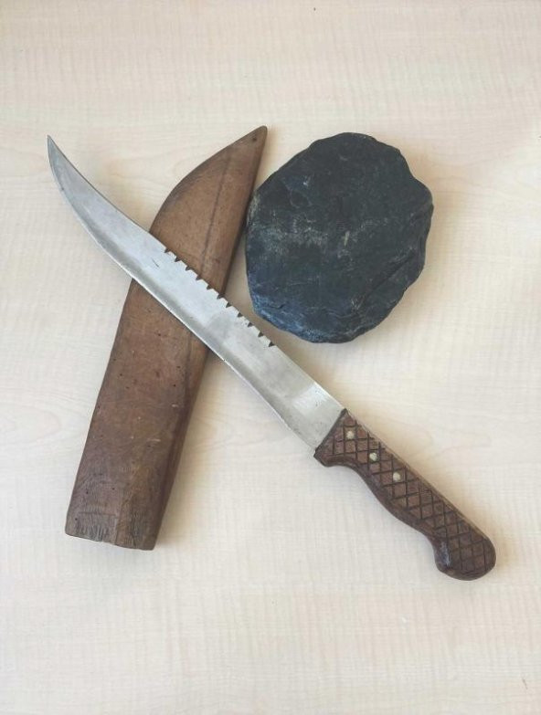 46cm Ahşap Kınlı El yapımı Çelik Bıçak Kamp Bıçağı TEMİZ - 4