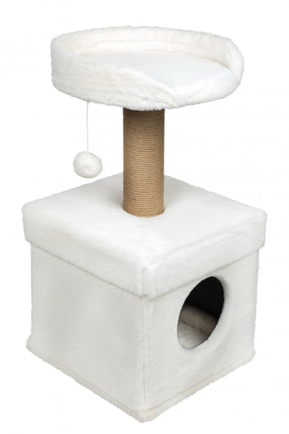 Dubex 39x39x72 cm Kedi Oyun Evi ve Tırmalama Platformu Beyaz