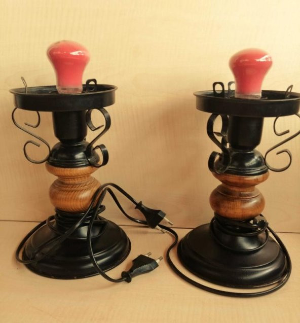 NOSTALJİK İKİLİ ABAJUR APLİK GECE LAMBASI