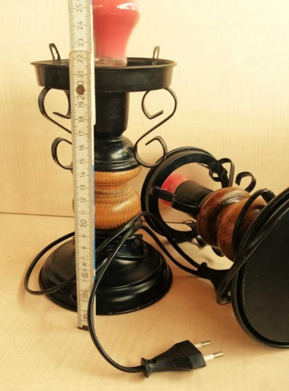 NOSTALJİK İKİLİ ABAJUR APLİK GECE LAMBASI - 4