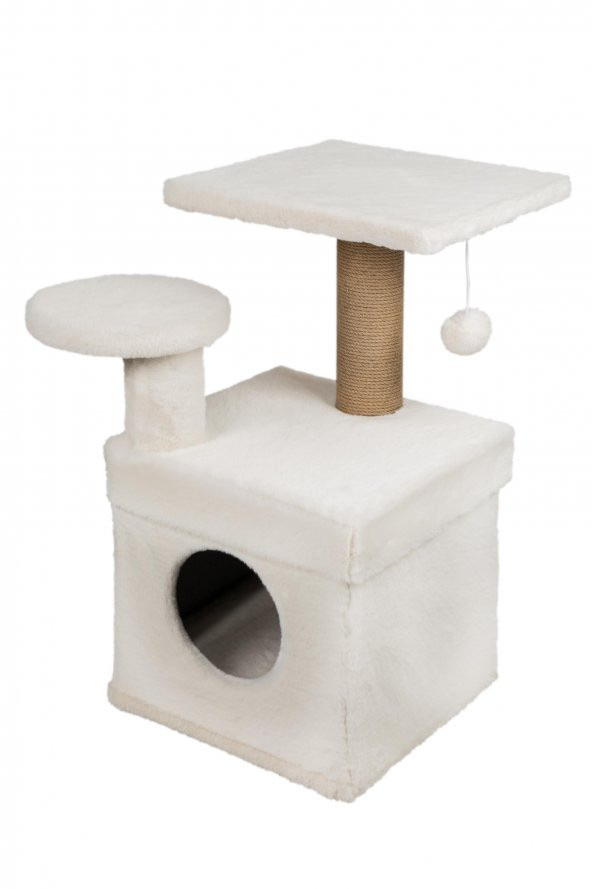 Dubex 65x51x72 cm Kedi Oyun Evi ve Tırmalama Platformu Beyaz