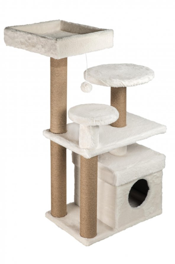 Dubex 65x73x111 cm Kedi Oyun Evi ve Tırmalama Platformu Beyaz