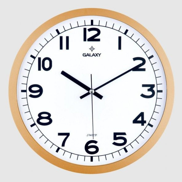 Galaxy 216-3 Serisi Metal Görünümlü Sessiz Akar Duvar Saati 30 cm