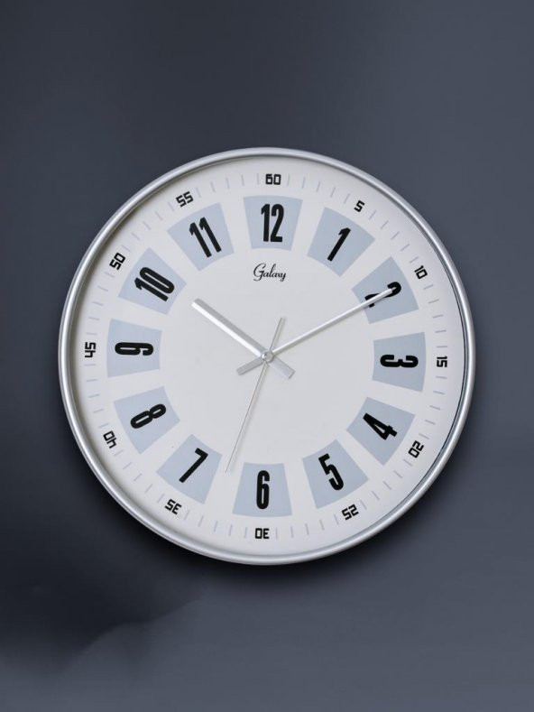 Galaxy 221-G-1 Serisi Eskitme Metal Görünümlü Sessiz Akar Modern Duvar Saati 30 cm - 2