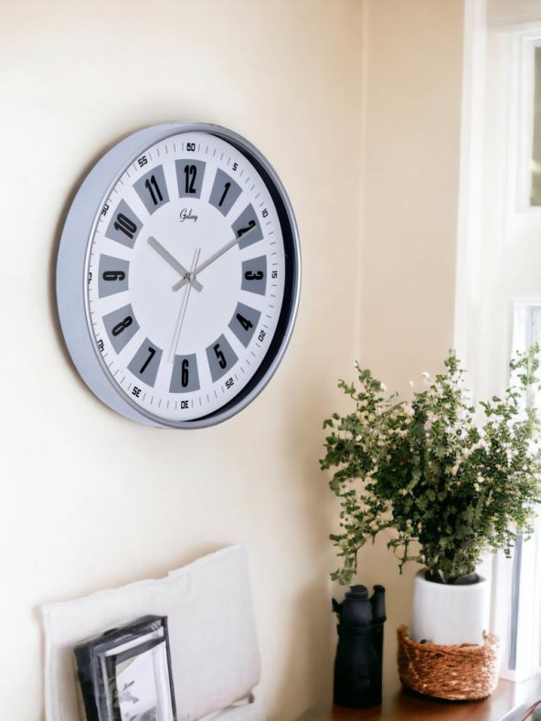 Galaxy 221-G-1 Serisi Eskitme Metal Görünümlü Sessiz Akar Modern Duvar Saati 30 cm - 3