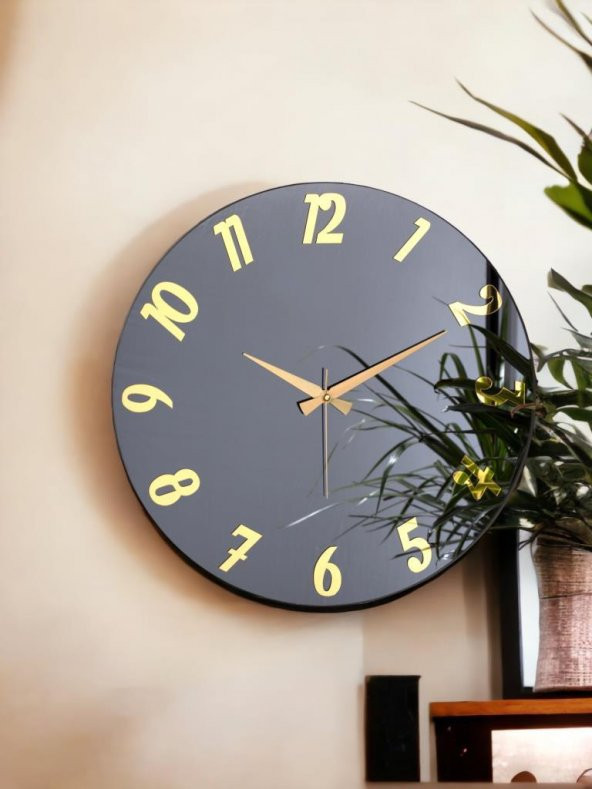 Galaxy Premium Serisi Aynalı 50 CM Sessiz Akar Duvar Saati Füme ürün görseli