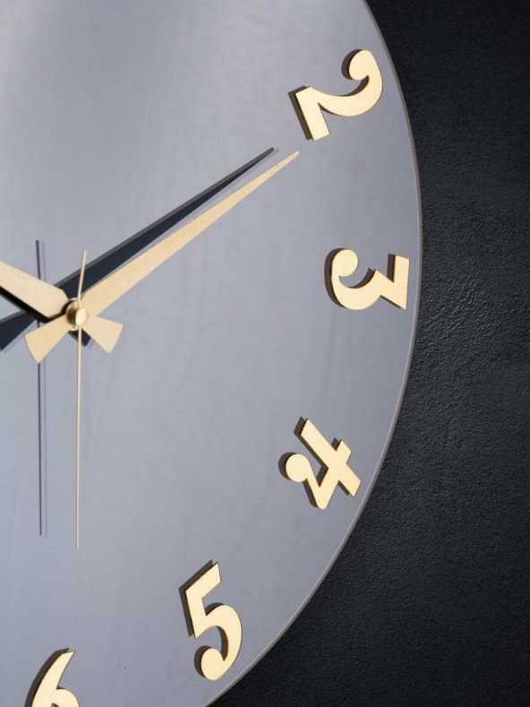 Galaxy Premium Serisi Aynalı 50 CM Sessiz Akar Duvar Saati Füme - Resim 3