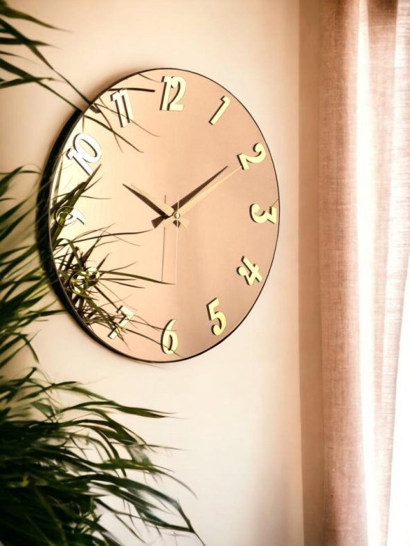 Galaxy Premium Serisi Aynalı 50 CM Sessiz Akar Duvar Saati Bronz ürün görseli