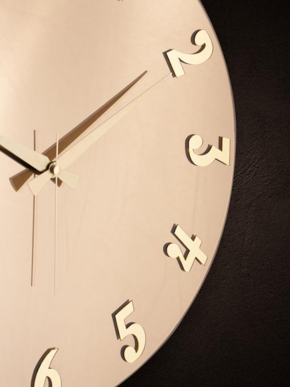 Galaxy Premium Serisi Aynalı 50 CM Sessiz Akar Duvar Saati Bronz - Resim 3