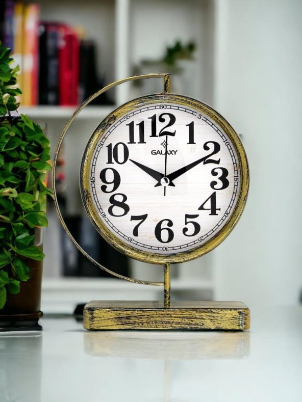 Galaxy Premium Serisi Modern Kadranlı Metal Ofis ve Masa Üstü Saat 20 cm Gold - Resim 2