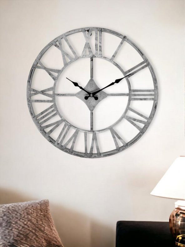 Galaxy DM30-GK Serisi Roma Rakamlı Metal Duvar Saati Gri 30 CM - Resim 2